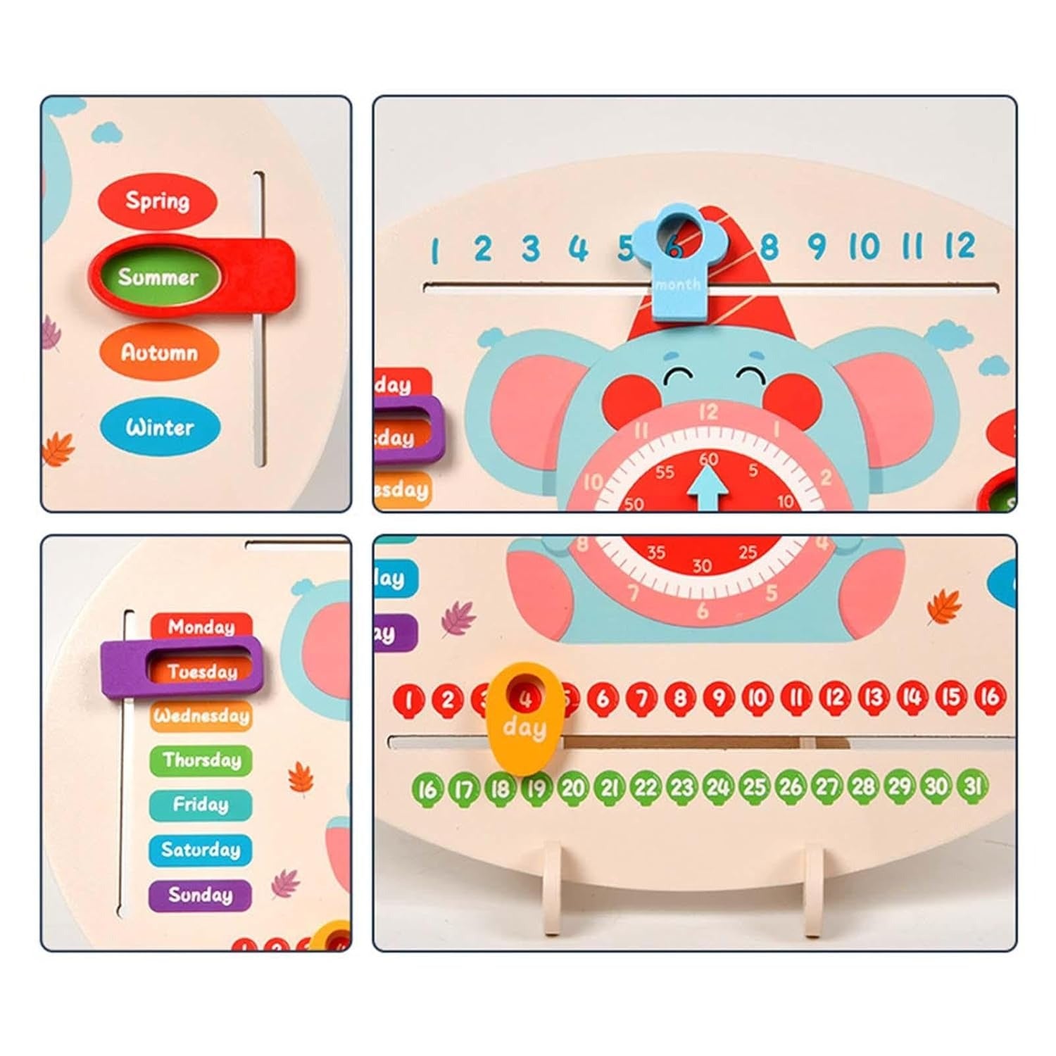 Kids Wooden Calendar Learning Board with Clock - 863