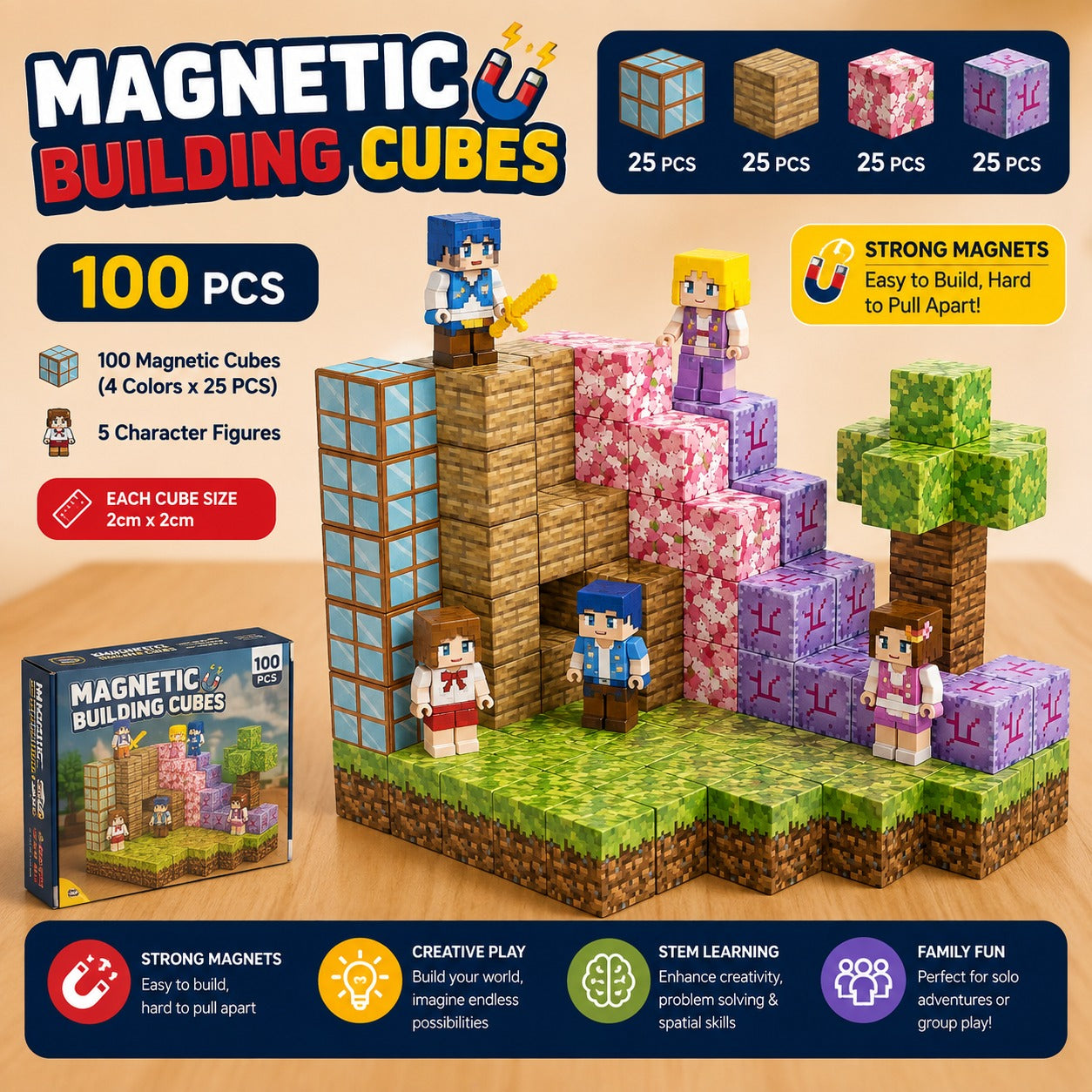 Magnetic Building Cubes 100pcs - 061
