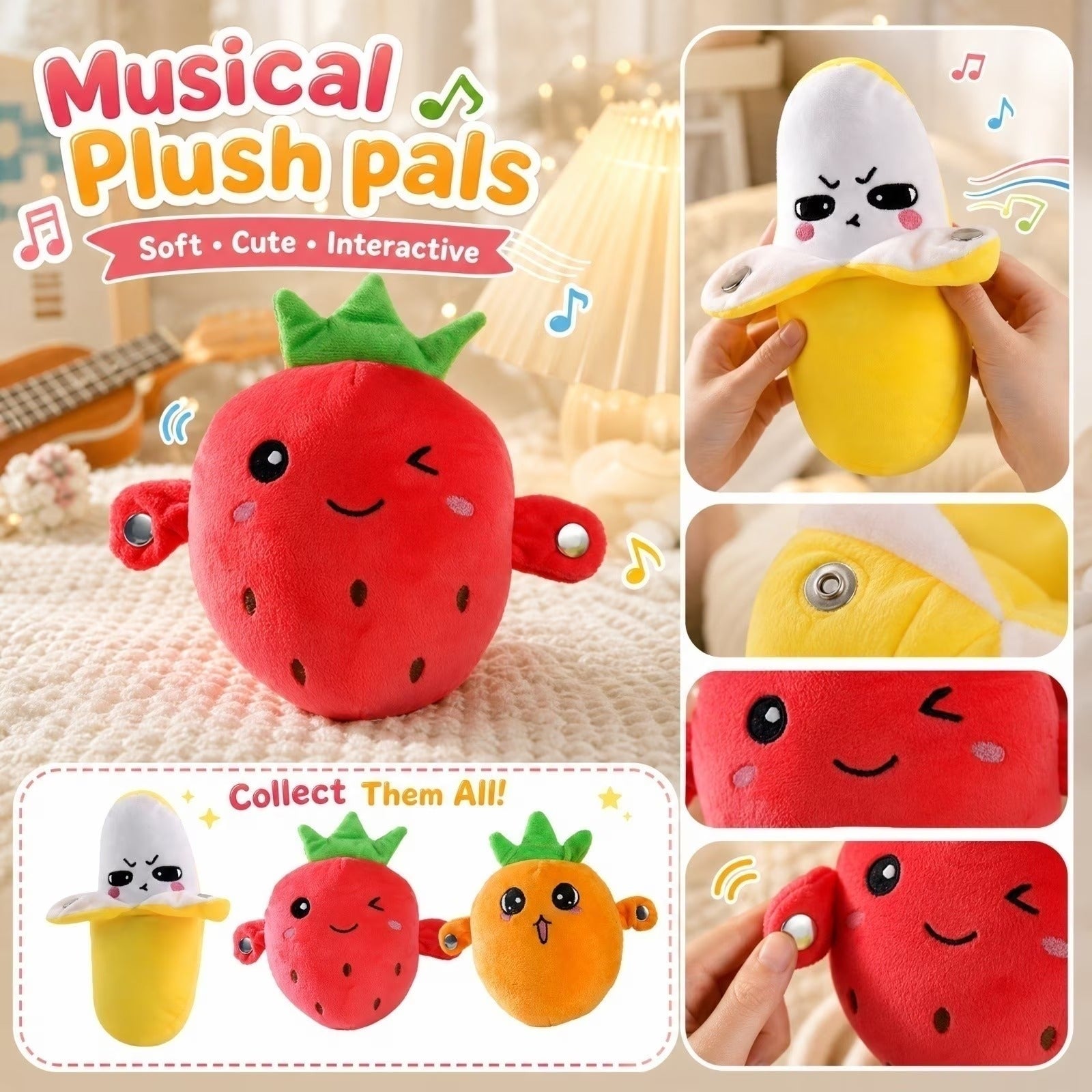 Interactive Musical Plush Toy Touch Sensor Soft Stuffed Toy for Kids (Random Design)