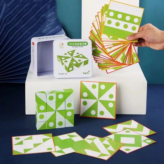 Wooden 3D Montessori Geometry Pattern Blocks - Default Title - Odeez | Educational Toys Pakistan 