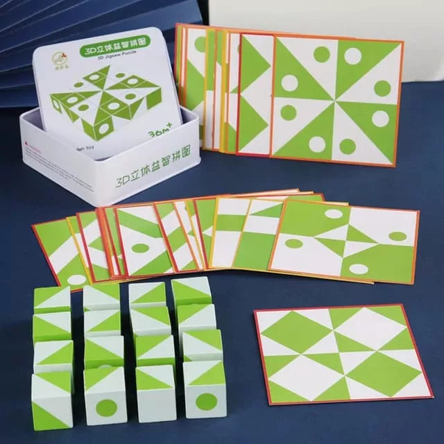 Wooden 3D Montessori Geometry Pattern Blocks - Default Title - Odeez | Educational Toys Pakistan 