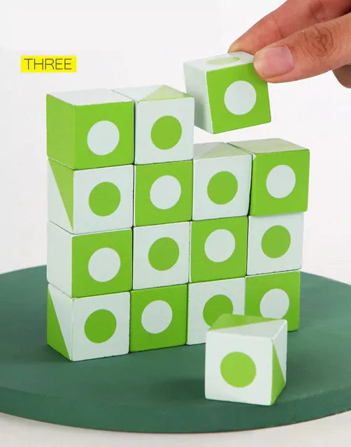 Wooden 3D Montessori Geometry Pattern Blocks - Default Title - Odeez | Educational Toys Pakistan 