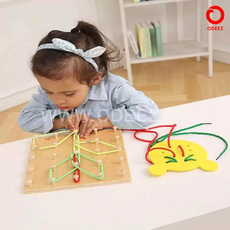 Wooden Bands and Lacing Activity - Default Title - Odeez | Educational Toys Pakistan 