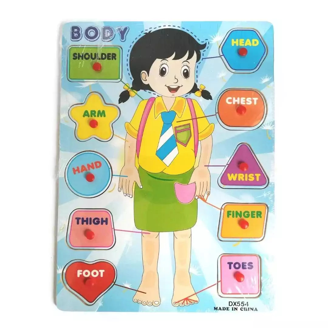 Wooden Body Parts Learning Board - Girl - Default Title - Odeez | Educational Toys Pakistan 