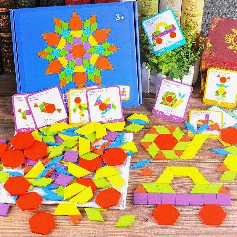 Wooden Colorful Pattern Blocks - 155 pieces - Default Title - Odeez | Educational Toys Pakistan 