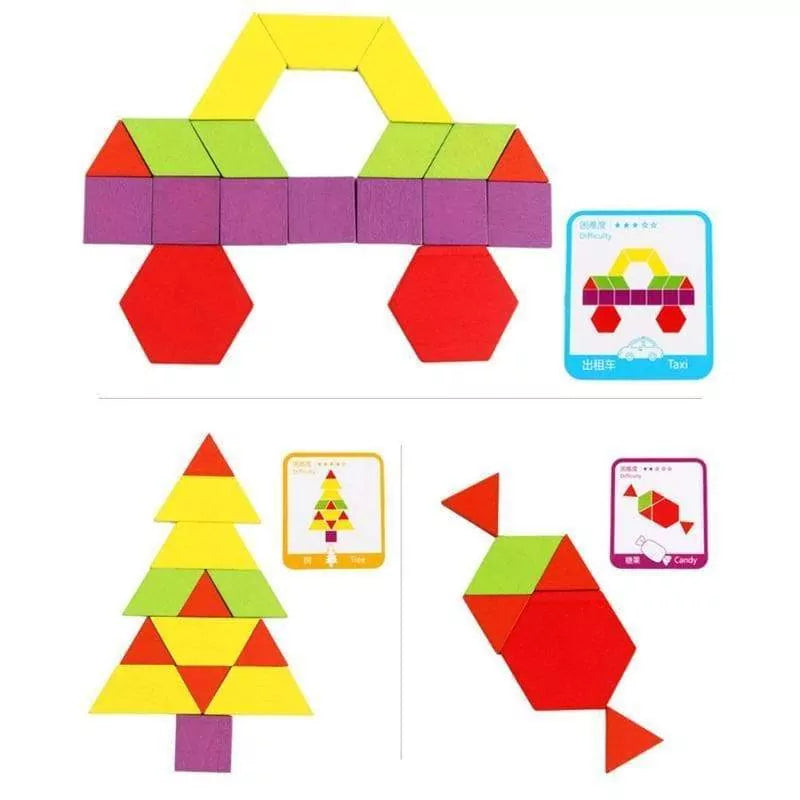 Wooden Colorful Pattern Blocks - 155 pieces - Default Title - Odeez | Educational Toys Pakistan 