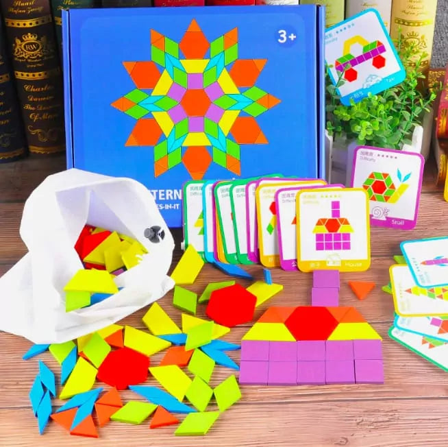 Wooden Colorful Pattern Blocks - 155 pieces - Default Title - Odeez | Educational Toys Pakistan 