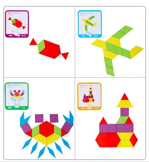 Wooden Colorful Pattern Blocks - 155 pieces - Default Title - Odeez | Educational Toys Pakistan 