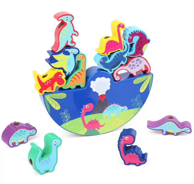 Wooden Dinosaur Balance and Lacing Game - 12 pieces - Default Title - Odeez | Educational Toys Pakistan 