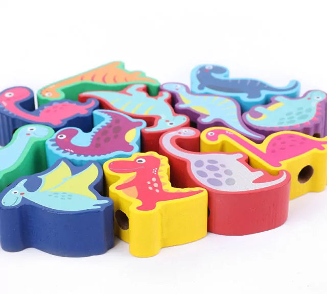 Wooden Dinosaur Balance and Lacing Game - 12 pieces - Default Title - Odeez | Educational Toys Pakistan 