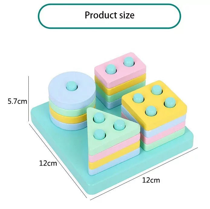 Wooden Geometrical shape Columns Puzzle - Default Title - Odeez | Educational Toys Pakistan 