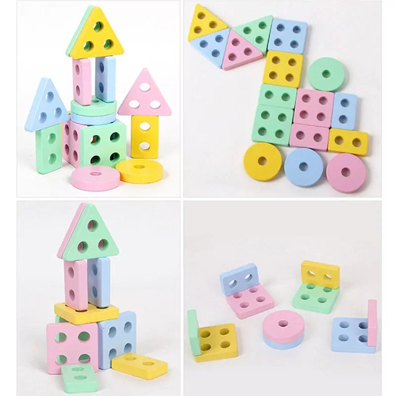 Wooden Geometrical shape Columns Puzzle - Default Title - Odeez | Educational Toys Pakistan 