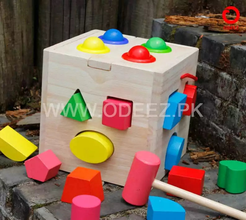 Wooden Hammering and Shape Sorting Box - Default Title - Odeez | Educational Toys Pakistan 