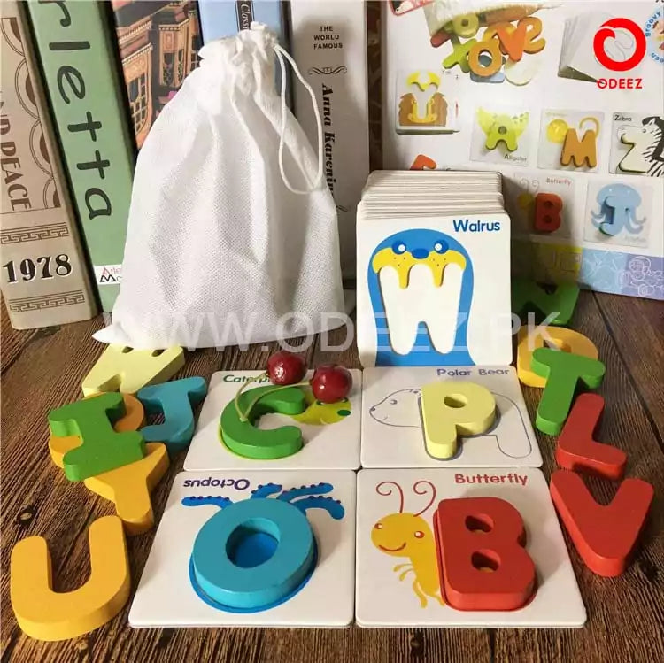 Wooden Pre-School Cards - Alphabets - Default Title - Odeez | Educational Toys Pakistan 