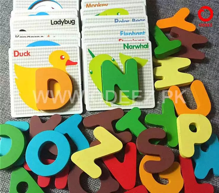 Wooden Pre-School Cards - Alphabets - Default Title - Odeez | Educational Toys Pakistan 
