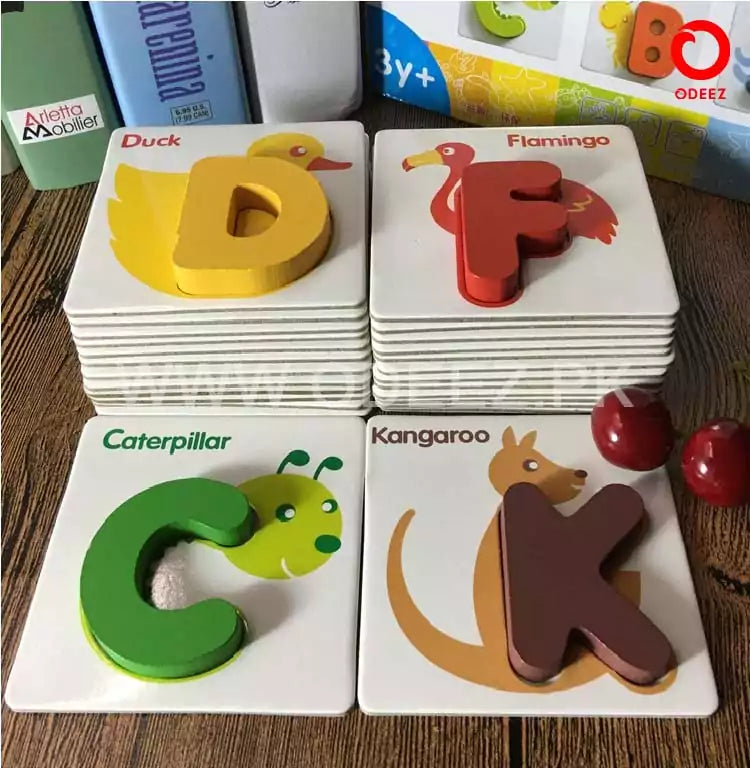 Wooden Pre-School Cards - Alphabets - Default Title - Odeez | Educational Toys Pakistan 