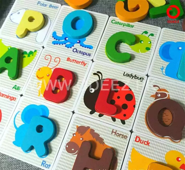 Wooden Pre-School Cards - Alphabets - Default Title - Odeez | Educational Toys Pakistan 