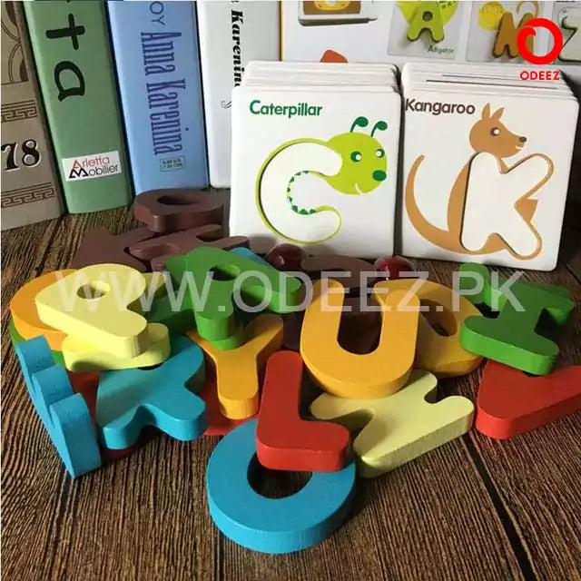 Wooden Pre-School Cards - Alphabets - Default Title - Odeez | Educational Toys Pakistan 