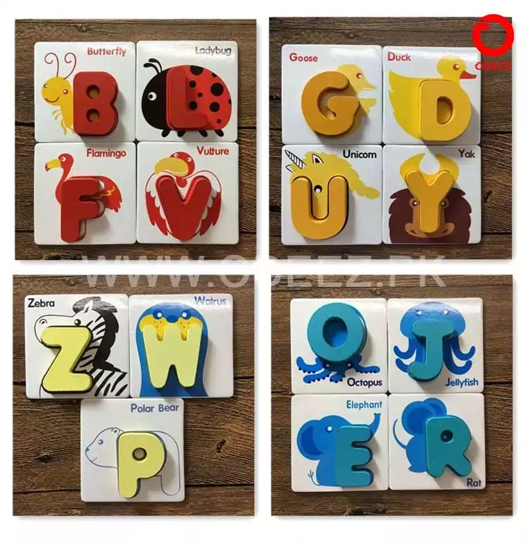 Wooden Pre-School Cards - Alphabets - Default Title - Odeez | Educational Toys Pakistan 