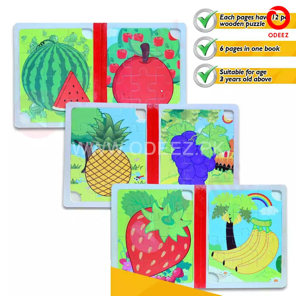 Wooden Puzzle Book for Kids - Random Character - Default Title - Odeez | Educational Toys Pakistan 