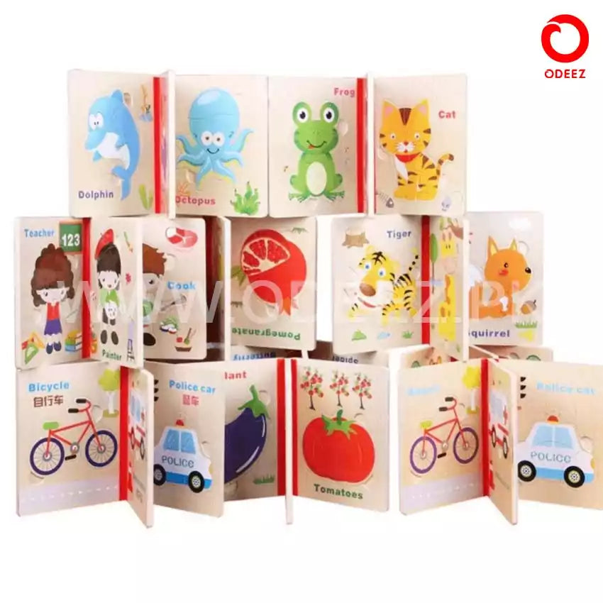 Wooden Puzzle Book for Kids - Random Character - Default Title - Odeez | Educational Toys Pakistan 