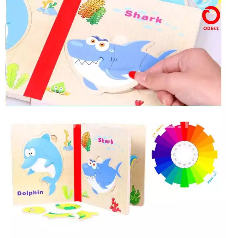 Wooden Puzzle Book for Kids - Random Character - Default Title - Odeez | Educational Toys Pakistan 
