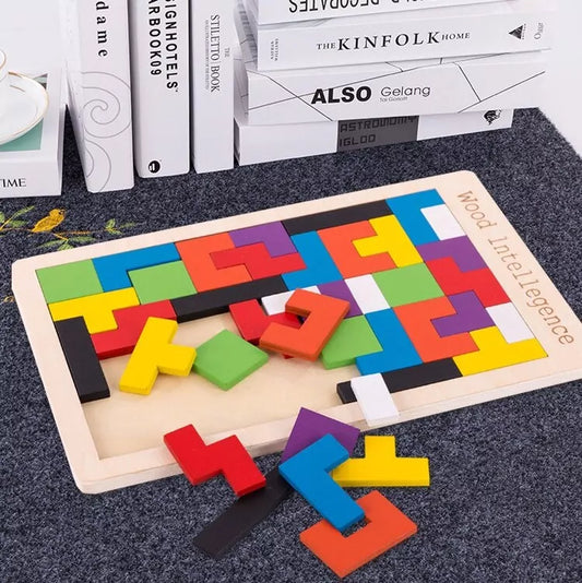 Wooden Tetris Puzzle Board - Default Title - Odeez | Educational Toys Pakistan 