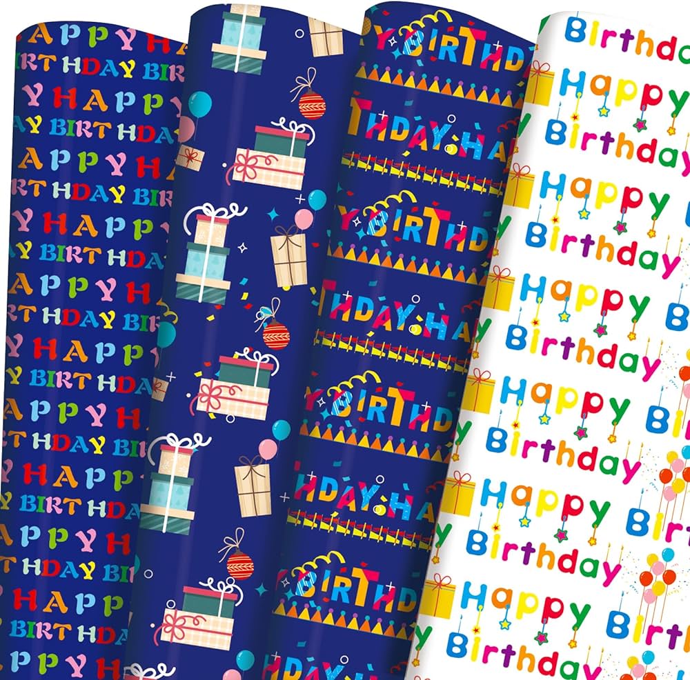 Happy Birthday Wrapping Paper - Random Design (Single Sheet) – Odeez