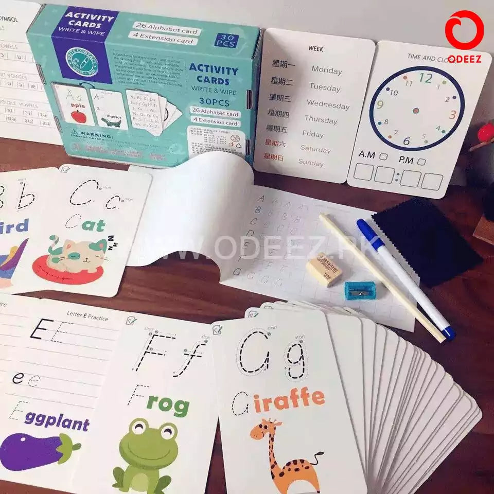 Write & Wipe learning cards Alphabets - Default Title - Odeez | Educational Toys Pakistan 