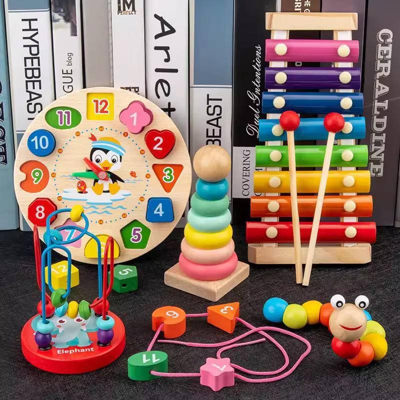 7-in-1 Wooden Montessori Learning Bundle Toy Set