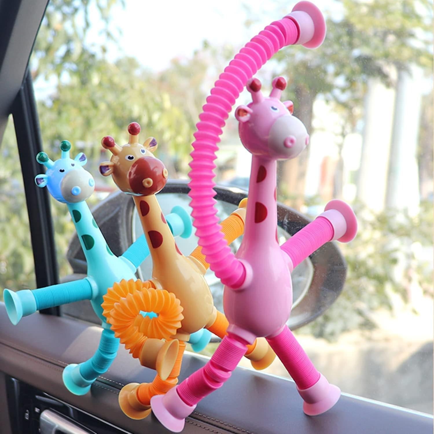Suction Cups Sensor Toys Giraffe Pop Tubes Fidget Toy - Blue-Pink-Purple-Yellow - Odeez | Educational Toys Pakistan 