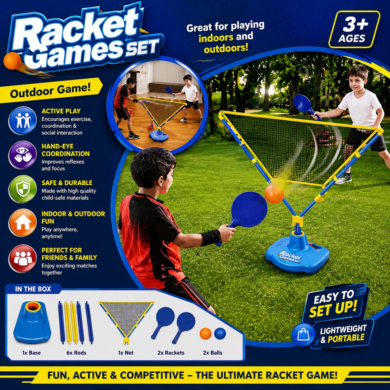 Kids Racket Games Set – Indoor & Outdoor Sports Toy - 361