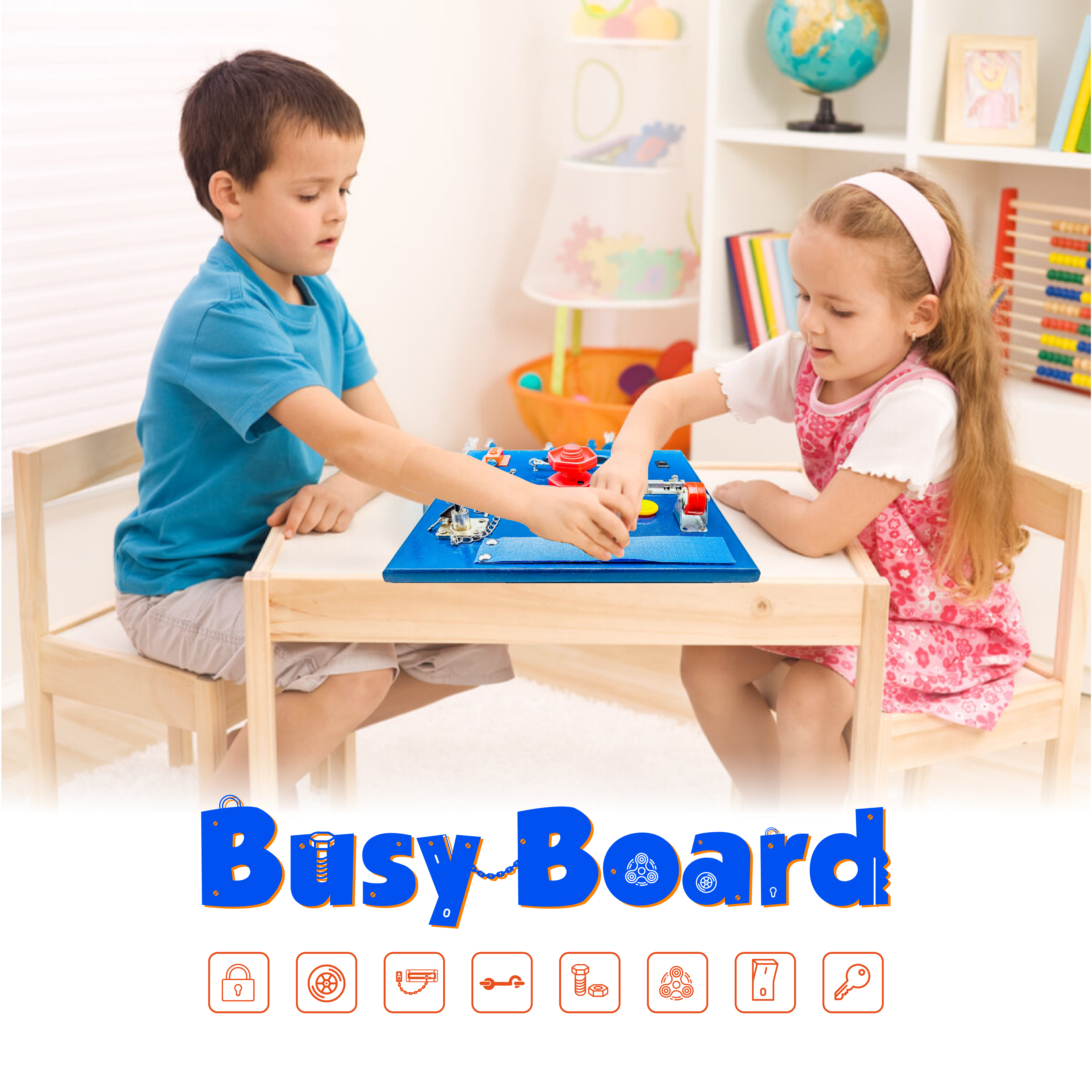Busy Board - Montessori Activity Learning Wooden board - Yellow - Default Title - Odeez | Educational Toys Pakistan 