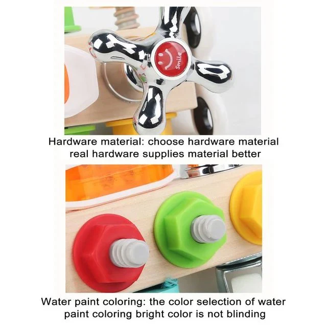 Wooden Activity Busy Cube Nut Combination Tool Kit - 046