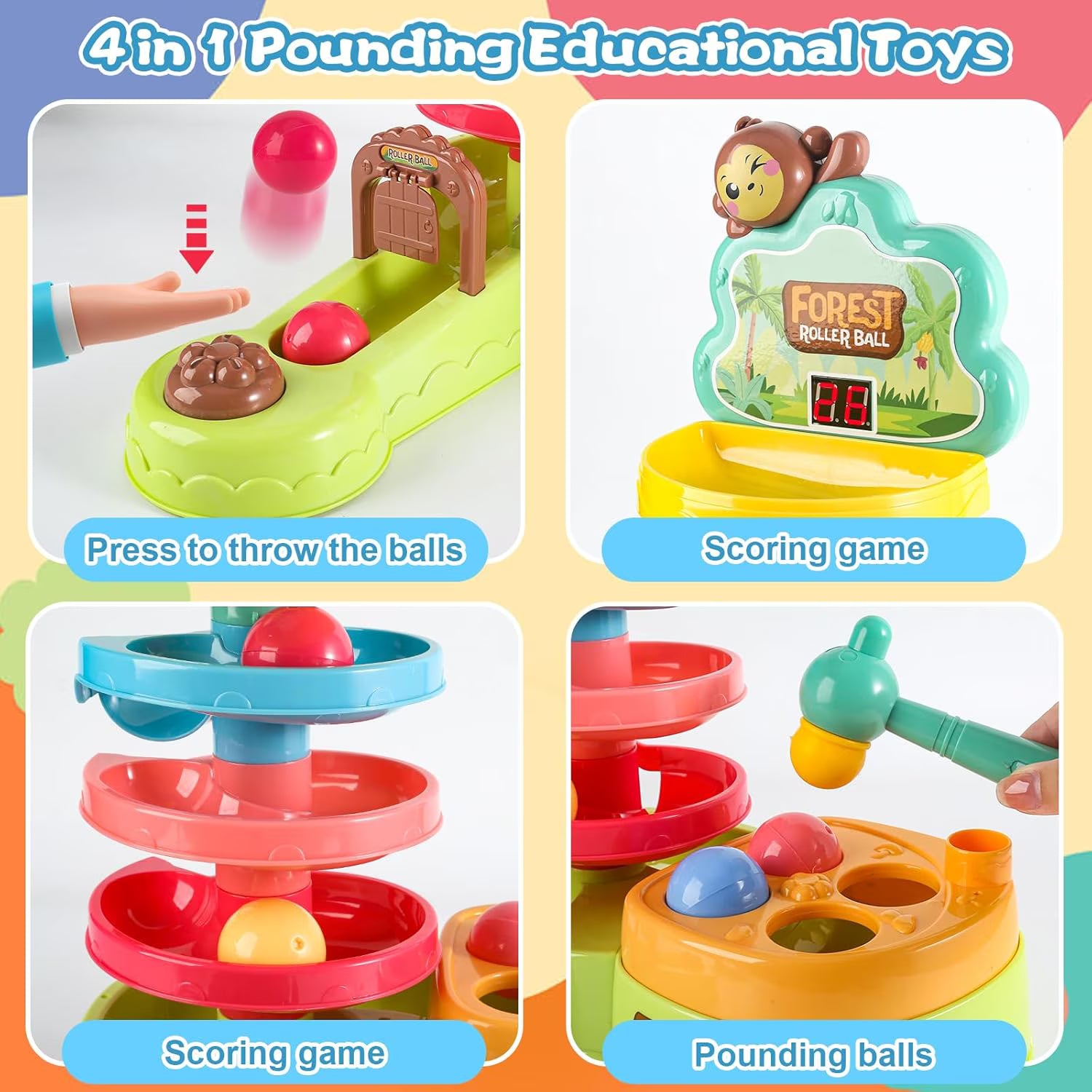Hammer Ball 4 in 1 Pounding and Rolling Educational Toy - 711