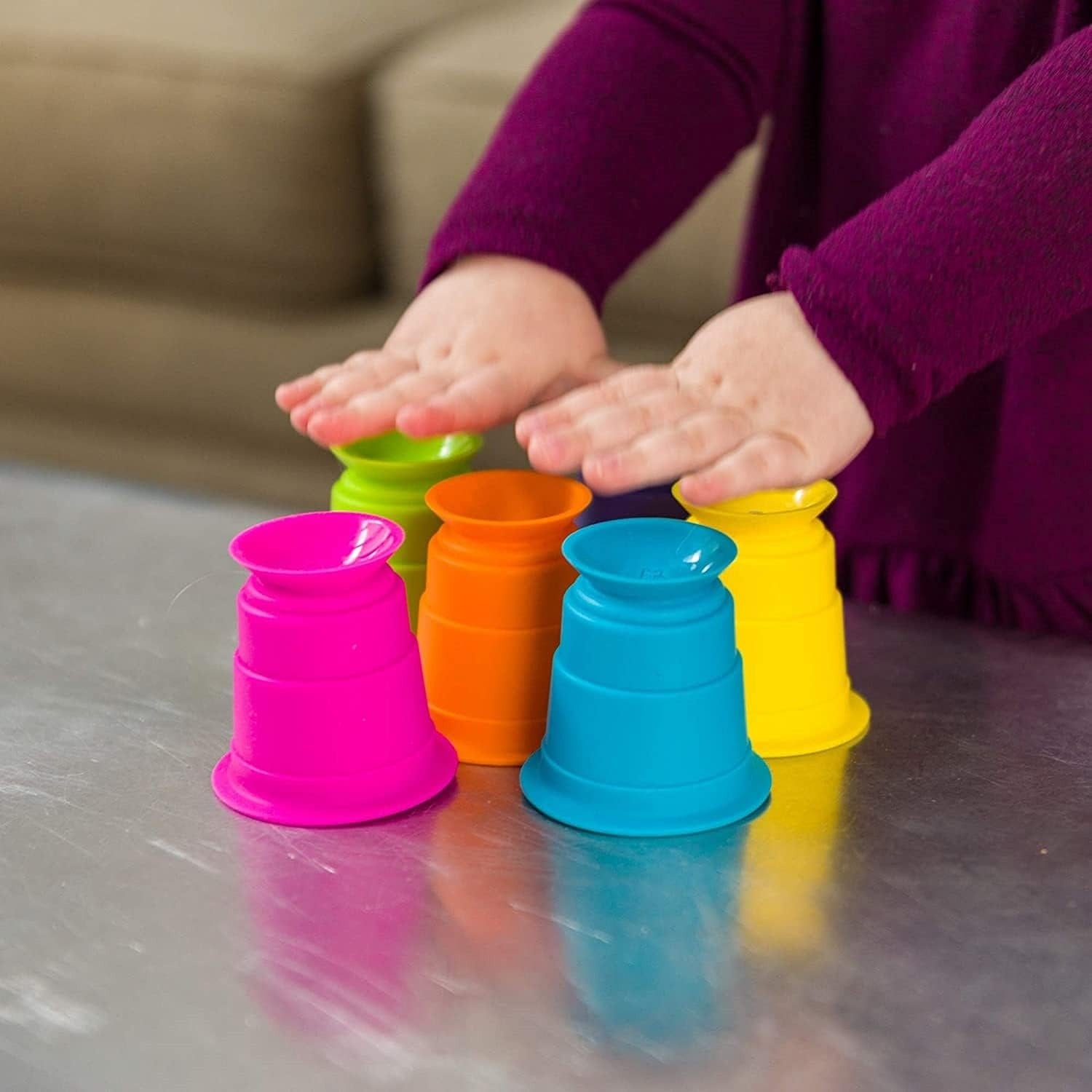 Colorful Soft Rubber Stacking Cups - 6 pieces - Default Title - Odeez | Educational Toys Pakistan 