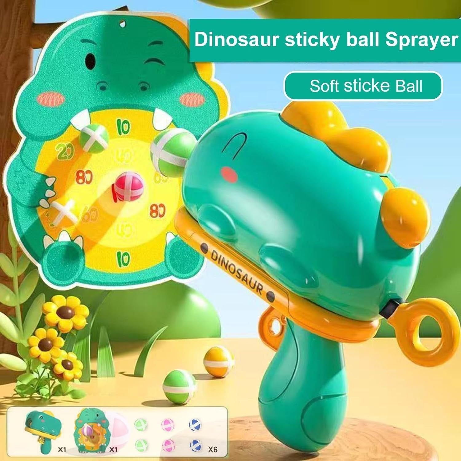Dinosaur Sticky Ball Blaster Target Game for Kids - 176