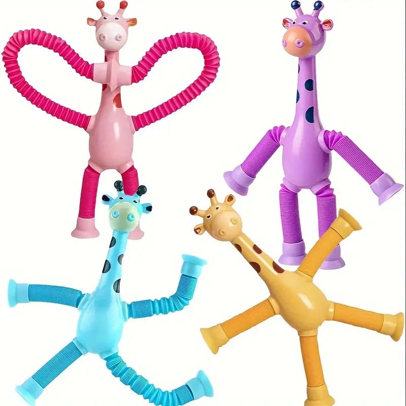 Suction Cups Sensor Toys Giraffe Pop Tubes Fidget Toy - Blue-Pink-Purple-Yellow - Odeez | Educational Toys Pakistan 
