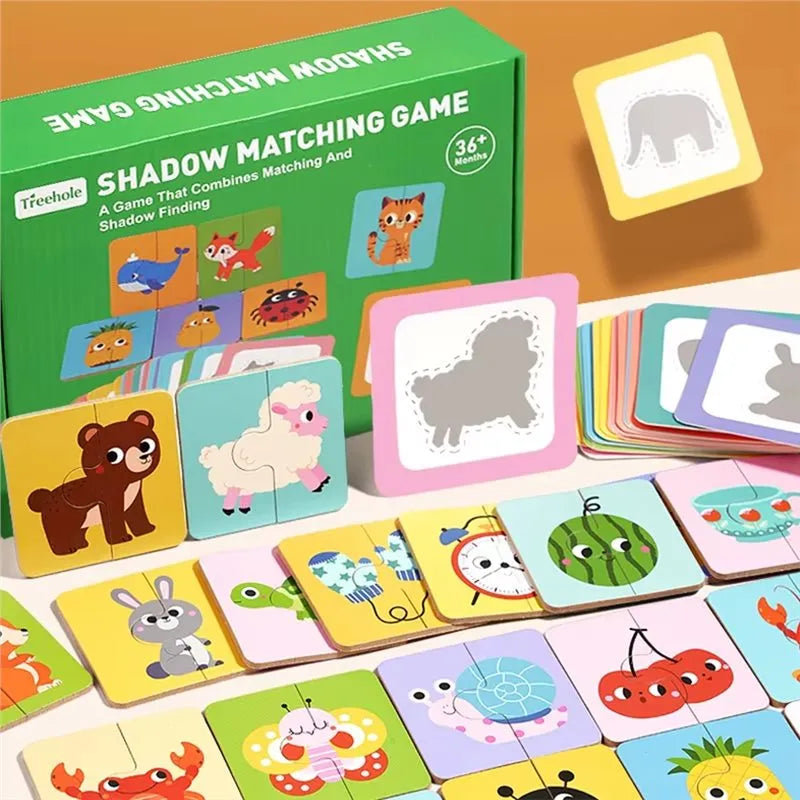 Wooden Shadow Matching Two Piece Animal Puzzle