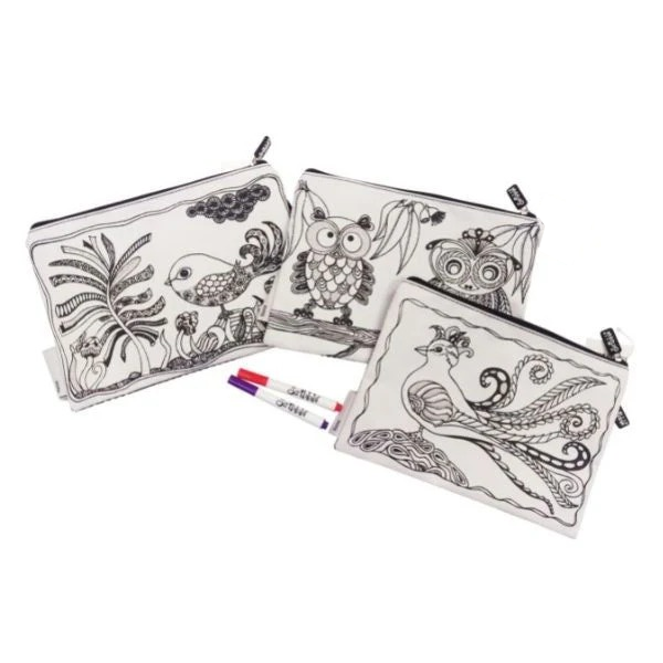 Coloring Fabric Pouch with Marker Random Design - 387 - Default Title - Odeez | Educational Toys Pakistan 