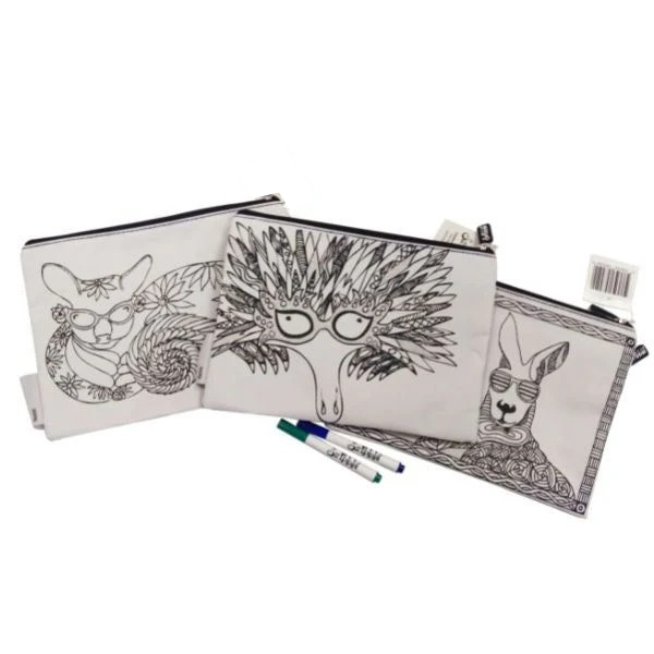 Coloring Fabric Pouch with Marker Random Design - 387 - Default Title - Odeez | Educational Toys Pakistan 