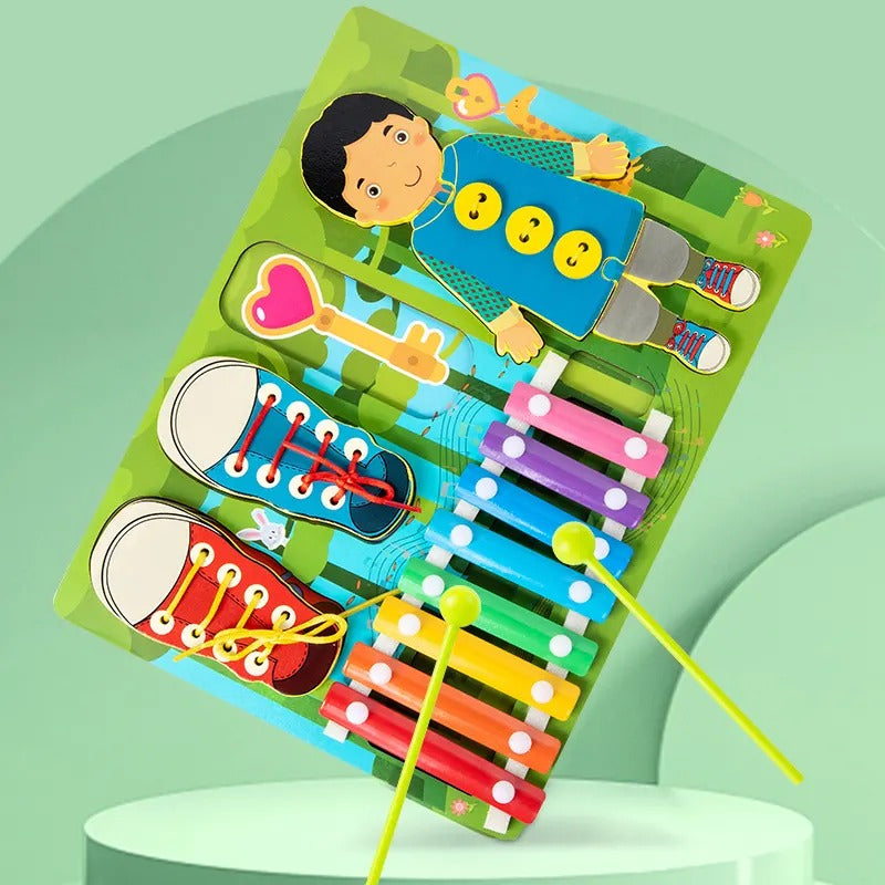 Wooden Xylophone and Threading Activity Board - Default Title - Odeez | Educational Toys Pakistan 