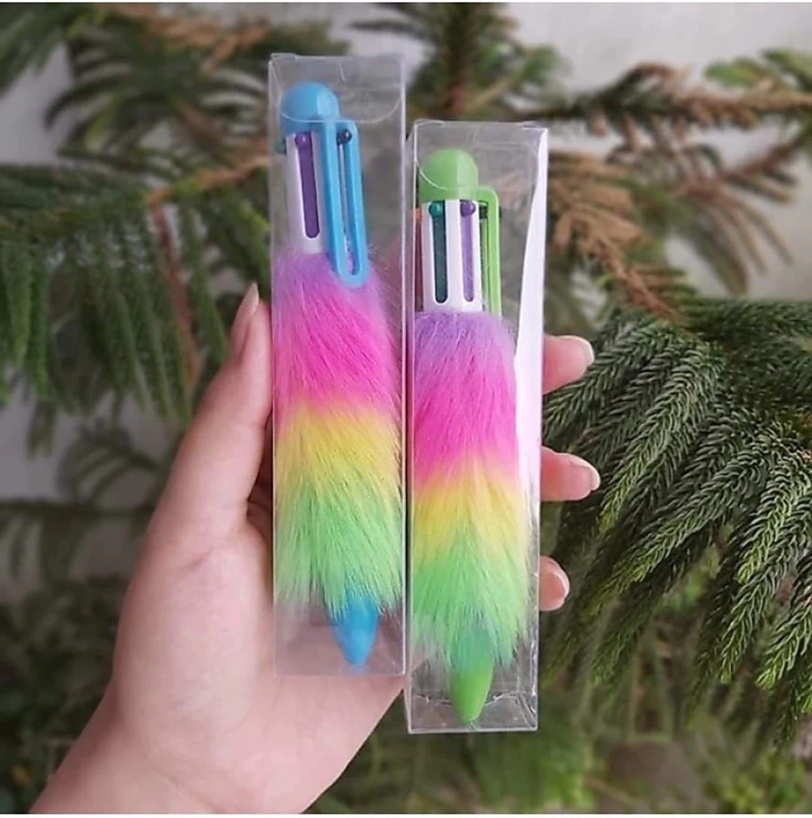 6 in 1 Retractable Multicolor Feather Fur Ball Pen - Default Title - Odeez | Educational Toys Pakistan 