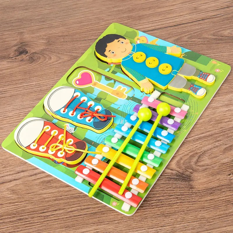 Wooden Xylophone and Threading Activity Board - Default Title - Odeez | Educational Toys Pakistan 