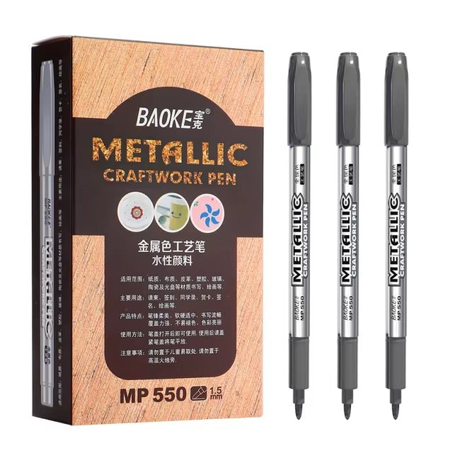 Baoke Metallic Art Marker Pen Silver Color 1 Piece - Default Title - Odeez | Educational Toys Pakistan 