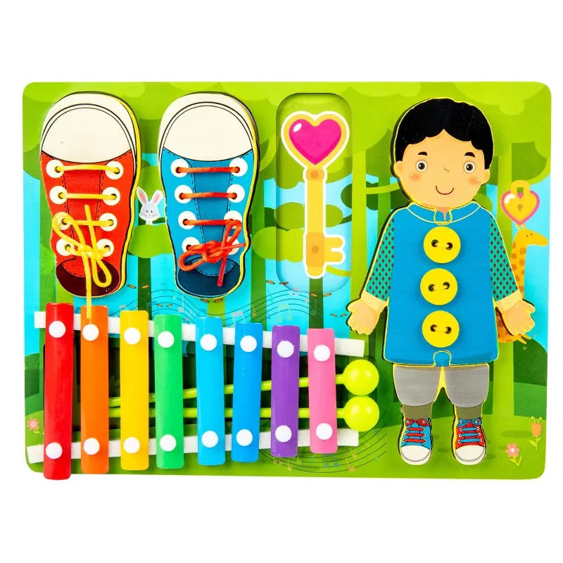Wooden Xylophone and Threading Activity Board - Default Title - Odeez | Educational Toys Pakistan 