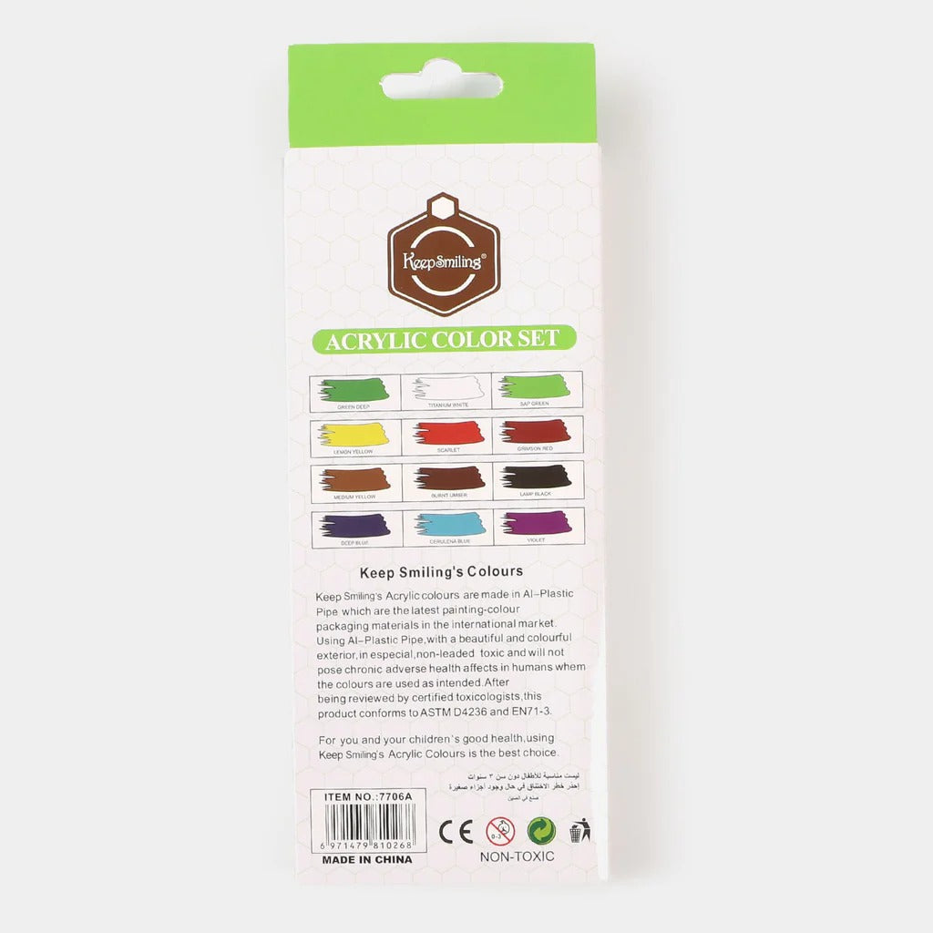 Keep Smiling Acrylic Color Set - 12 Colors - Default Title - Odeez | Educational Toys Pakistan 