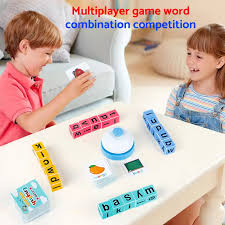 Word Spelling Blocks Building Challenge Game 50 Spelling Cards - 053