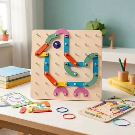 2in1 Creative Wooden Square Nail Board Learning Toy