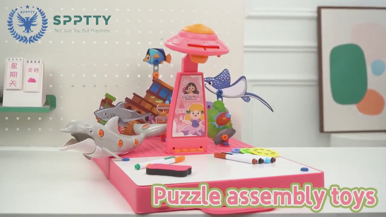 5in1 Projector Painting with Dinosaur Assembling Screw Play Figure - 117